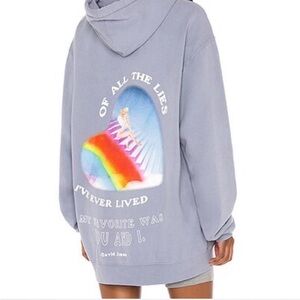 Boys Lie Lavender Hoodie with Rainbow Graphic